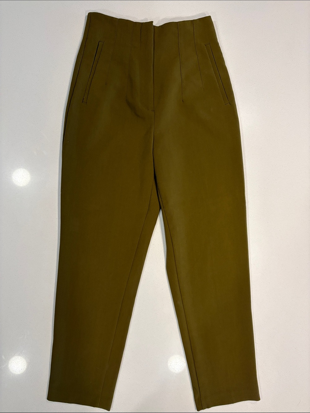High-Waist Olive Green Tapered Pants